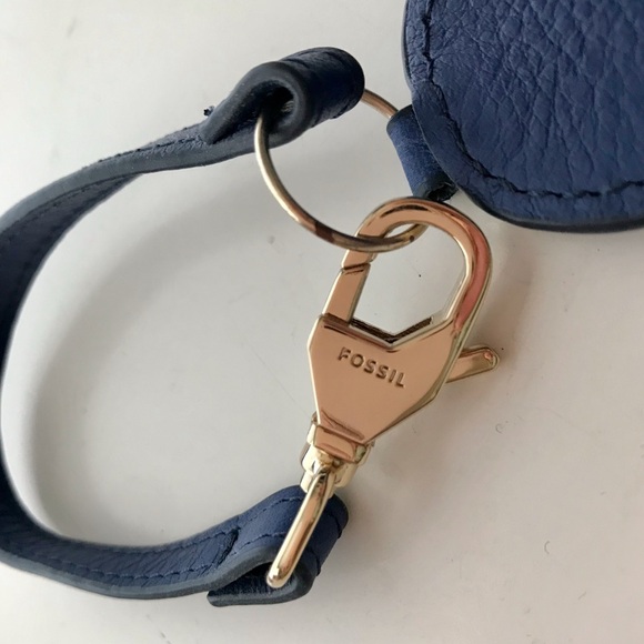 🆕 FOSSIL Blue Bird Leather Zip Coin Purse Bag Charm - Picture 6 of 8
